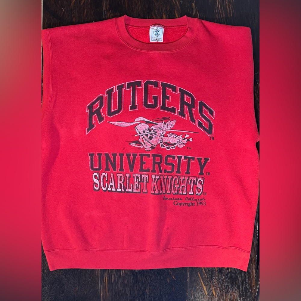 Vintage 1993 Rutgers University Scarlet Knights Crewneck Sweatshirt Red Men’s XL